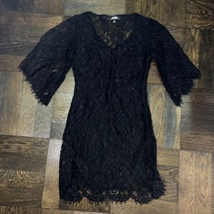 Lulus Here and Wow Black Lace Dress